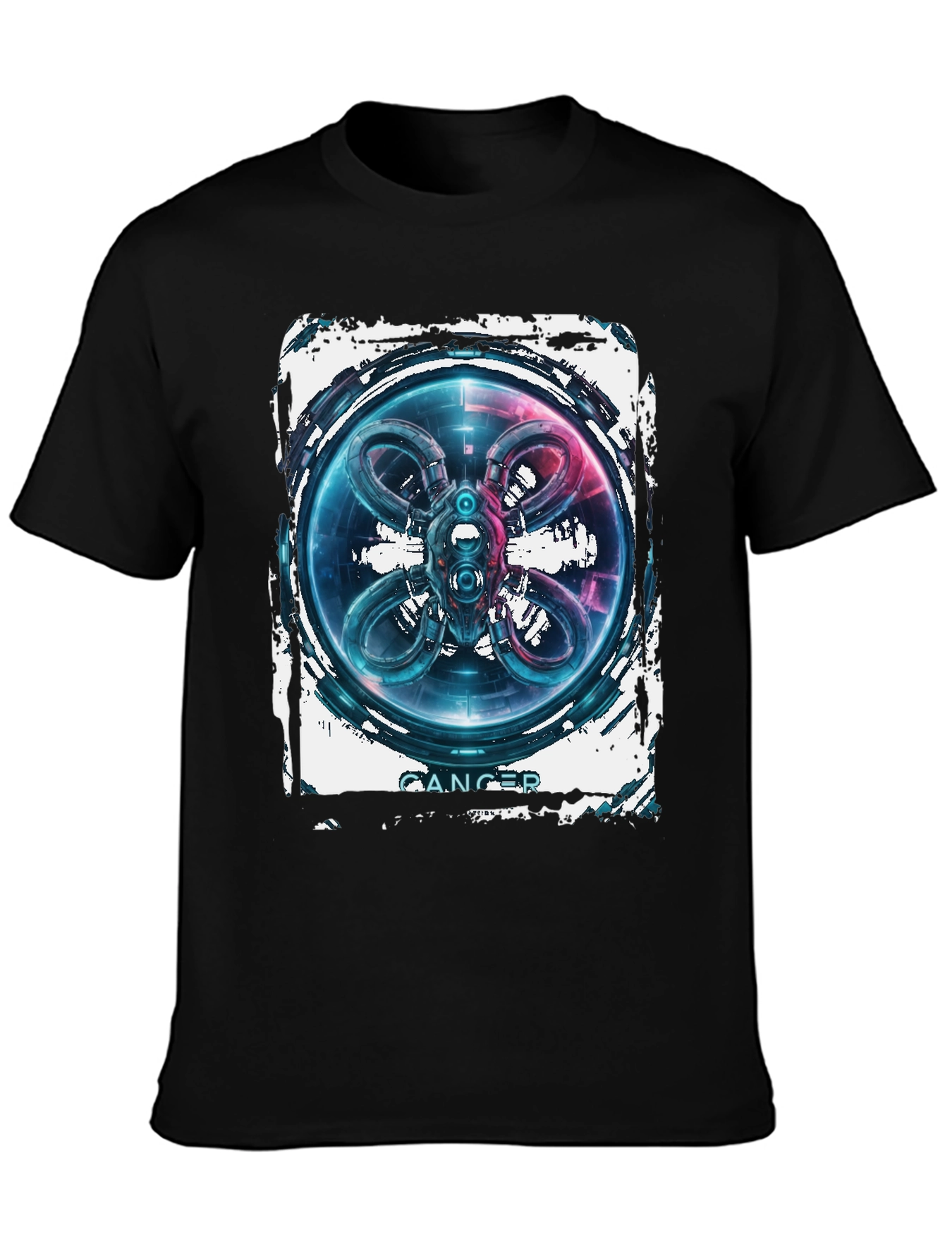 CANCER Abstract Graphic Black T-Shirt