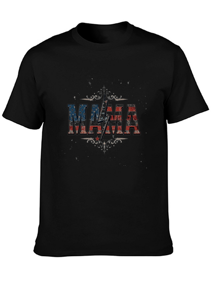 MAMA American Flag Lightning Bolt Graphic T-Shirt