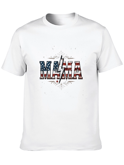 MAMA American Flag Lightning Bolt Graphic T-Shirt