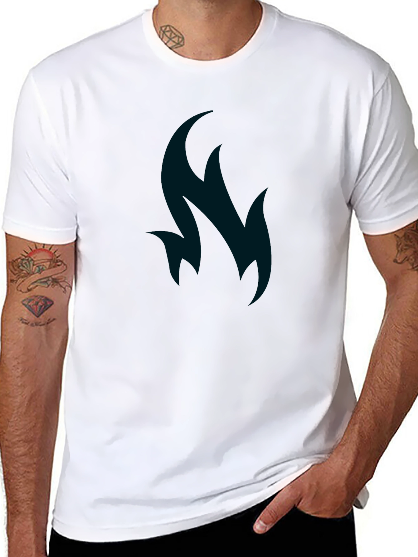 Stylish Black T-Shirt with Flame Design