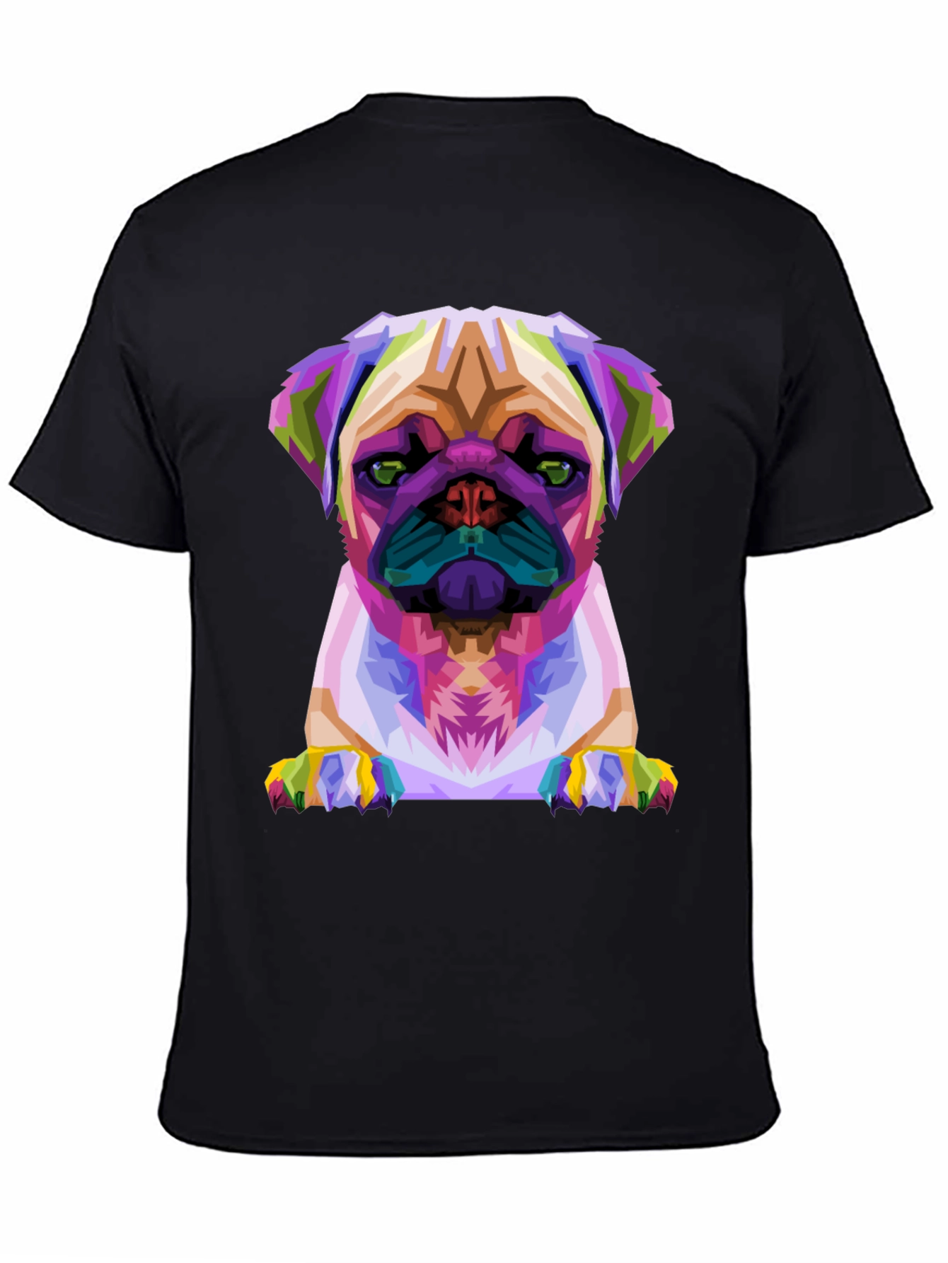 Abstract Pug Graphic Tee - Black