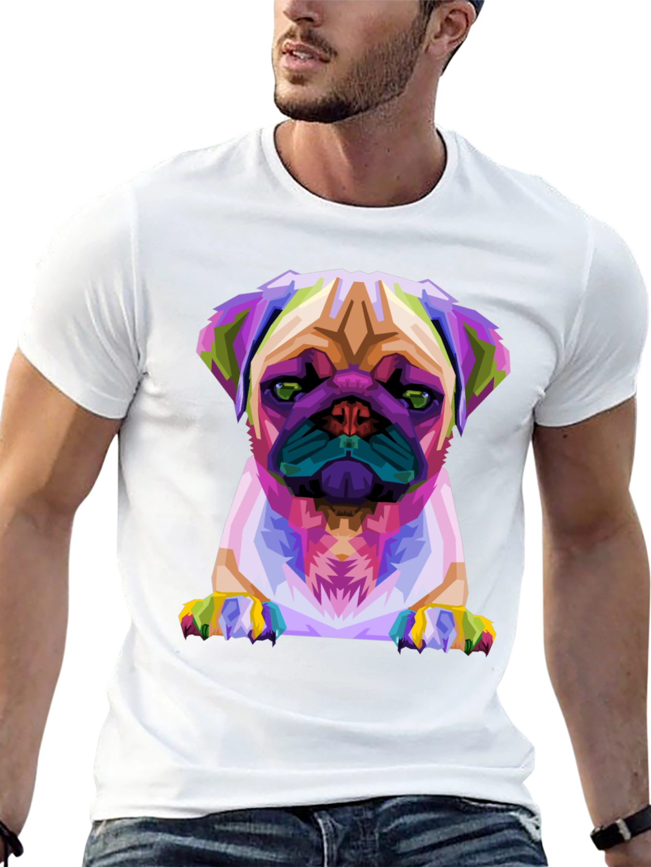 Abstract Pug Graphic Tee - Black