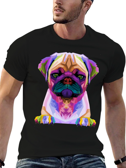 Abstract Pug Graphic Tee - Black