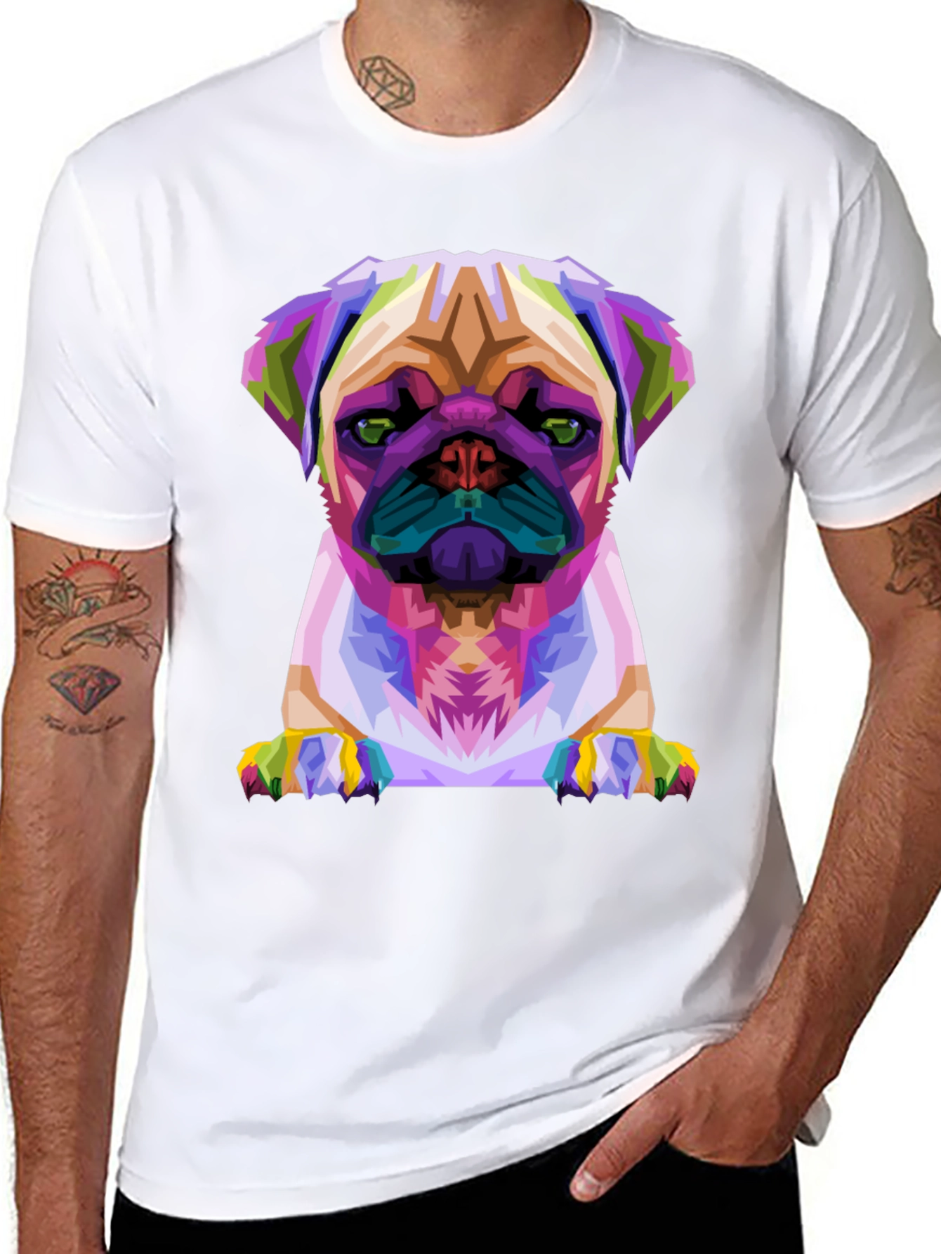 Abstract Pug Graphic Tee - Black
