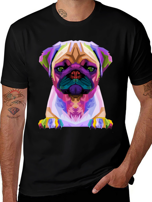 Abstract Pug Graphic Tee - Black