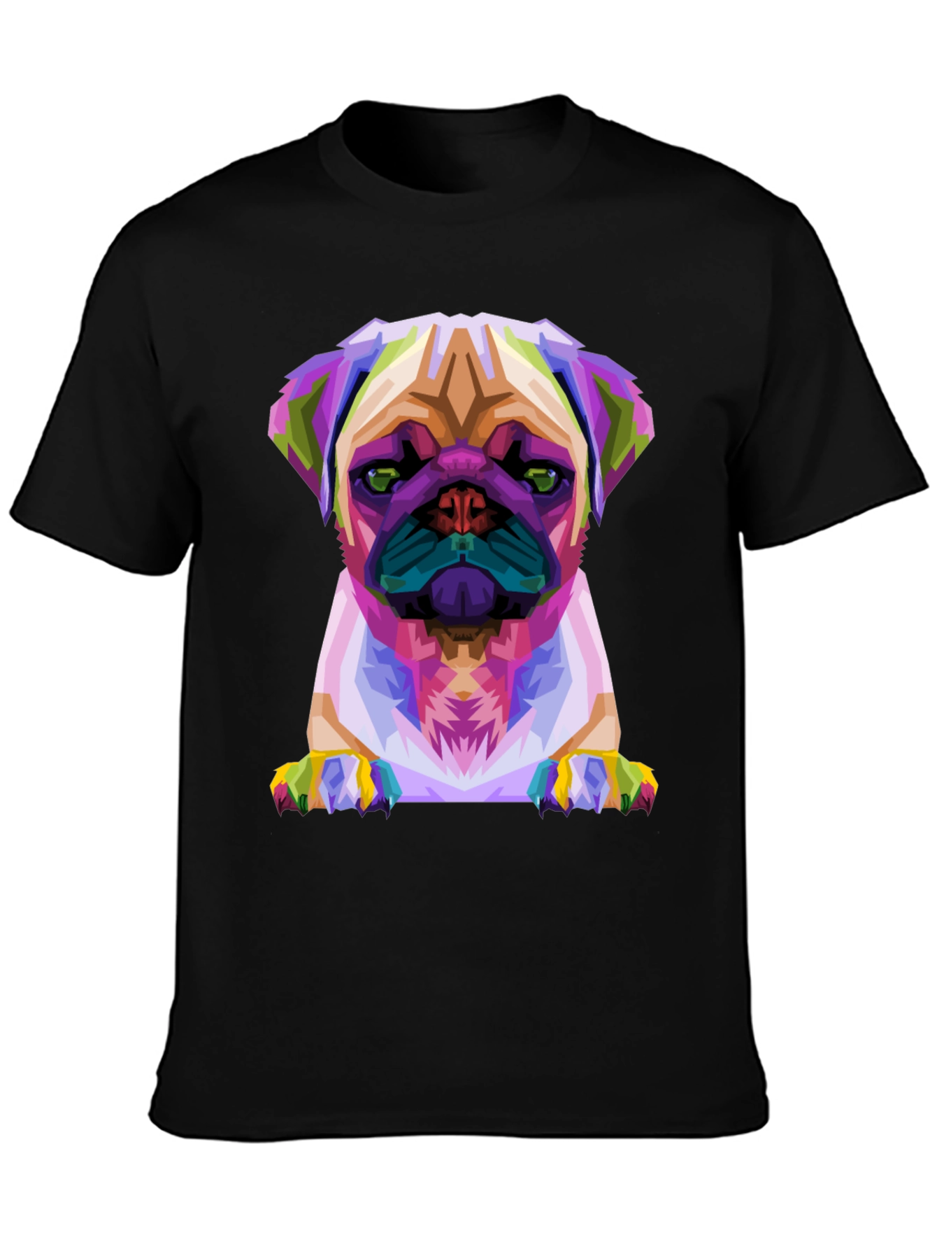 Abstract Pug Graphic Tee - Black