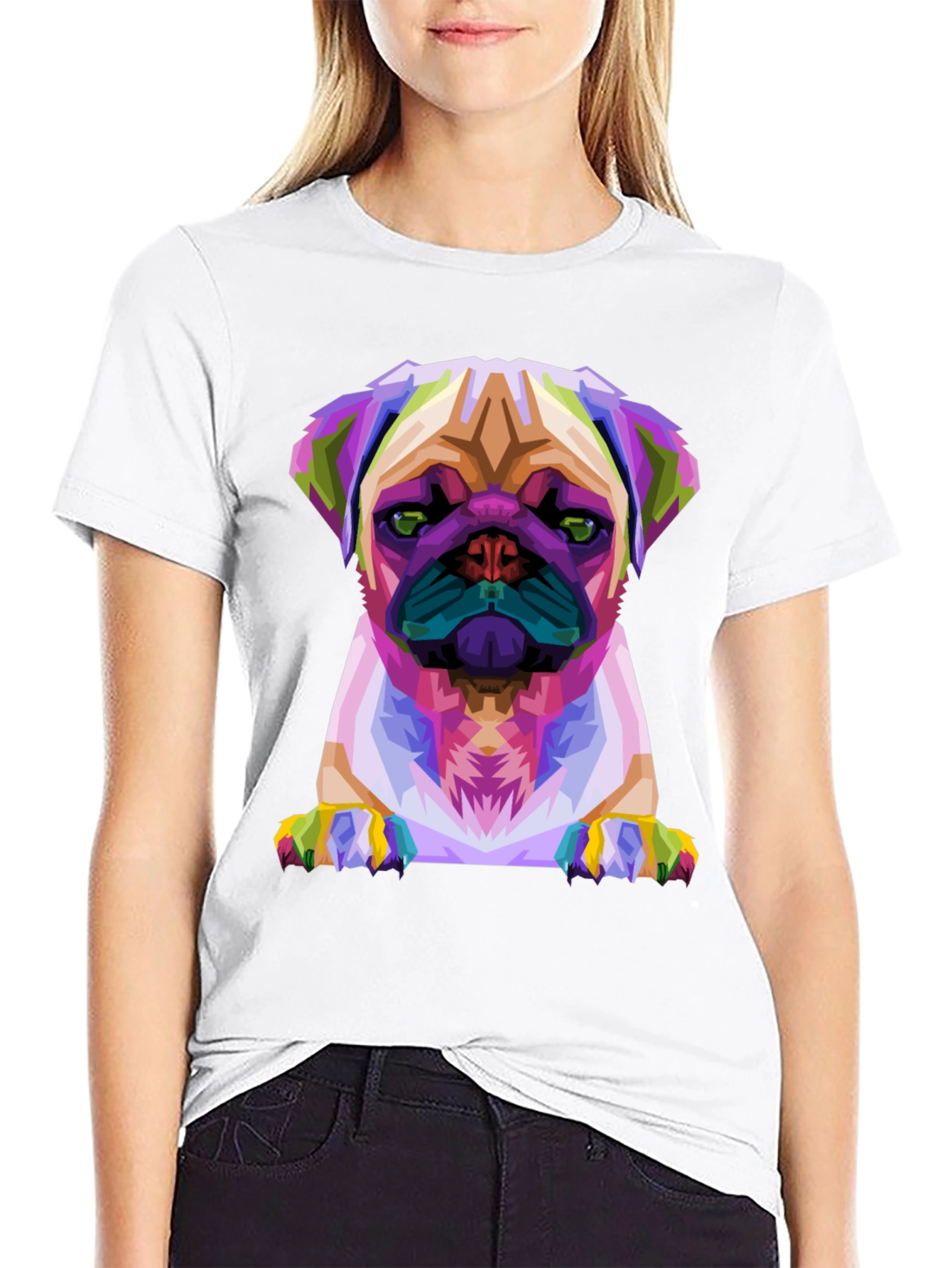 Abstract Pug Graphic Tee - Black