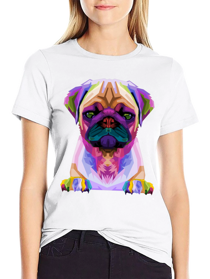 Abstract Pug Graphic Tee - Black