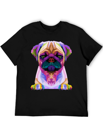 Abstract Pug Graphic Tee - Black
