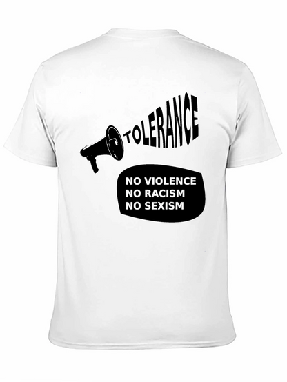 Tolerance Black T-Shirt - No Violence Racism Sexism