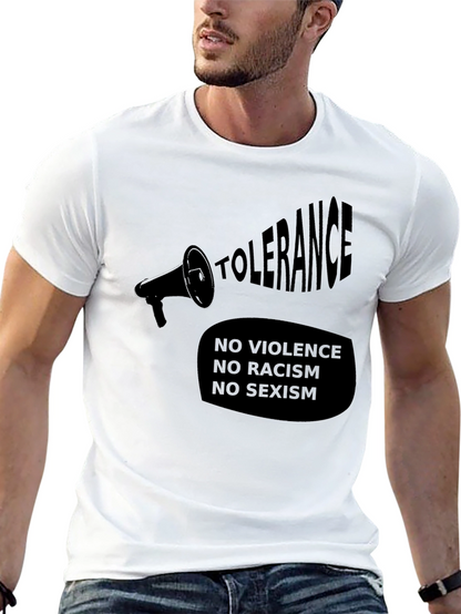 Tolerance Black T-Shirt - No Violence Racism Sexism