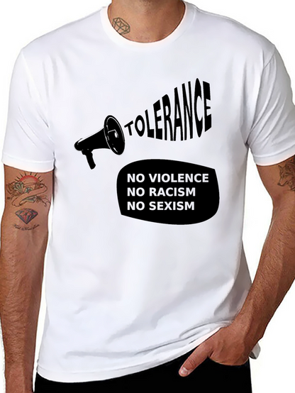 Tolerance Black T-Shirt - No Violence Racism Sexism