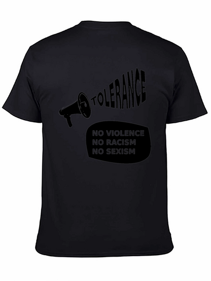 Tolerance Black T-Shirt - No Violence Racism Sexism