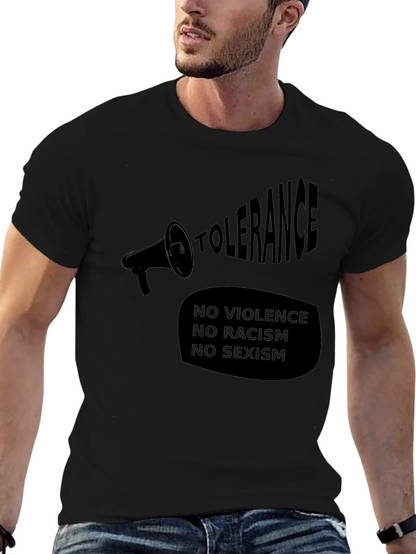 Tolerance Black T-Shirt - No Violence Racism Sexism