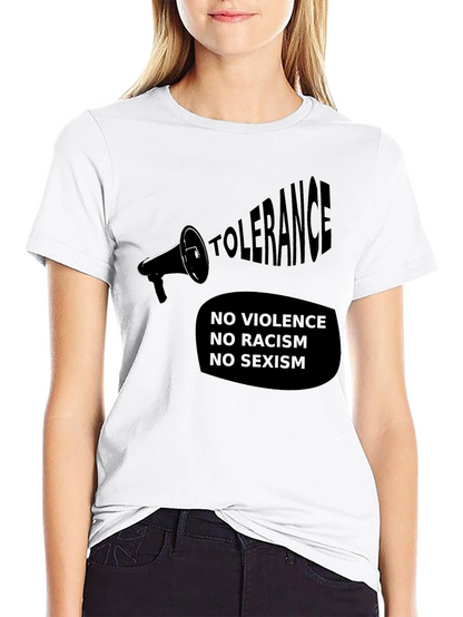 Tolerance Black T-Shirt - No Violence Racism Sexism