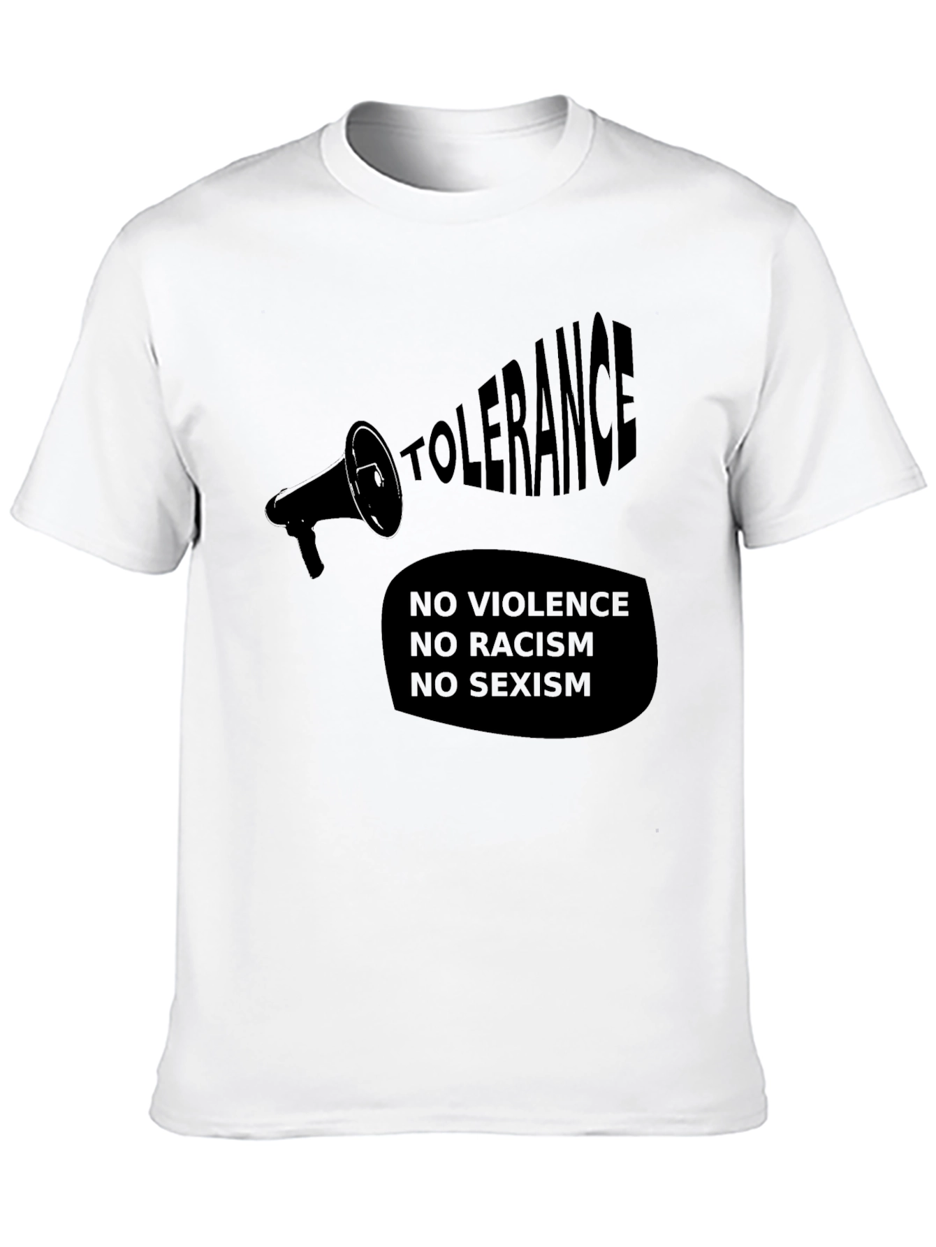 Tolerance Black T-Shirt - No Violence Racism Sexism