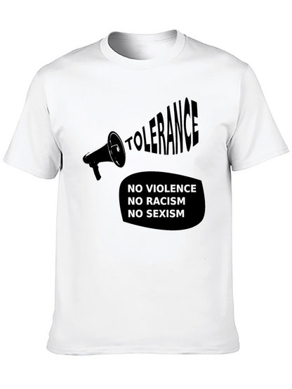 Tolerance Black T-Shirt - No Violence Racism Sexism
