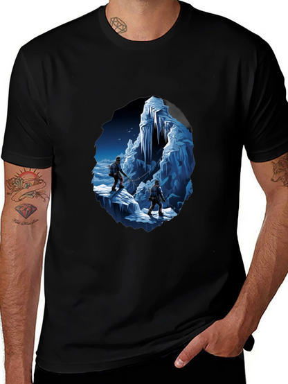 Ice Climbers Graphic Tee - Black Crew Neck T-Shirt