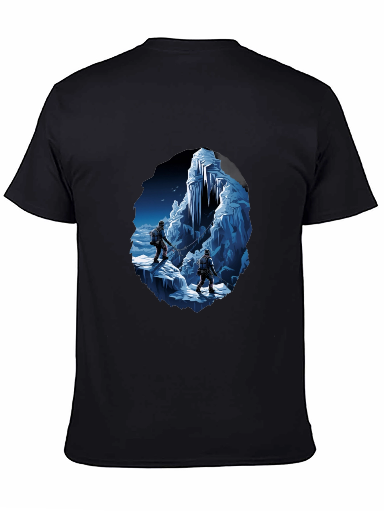 Ice Climbers Graphic Tee - Black Crew Neck T-Shirt