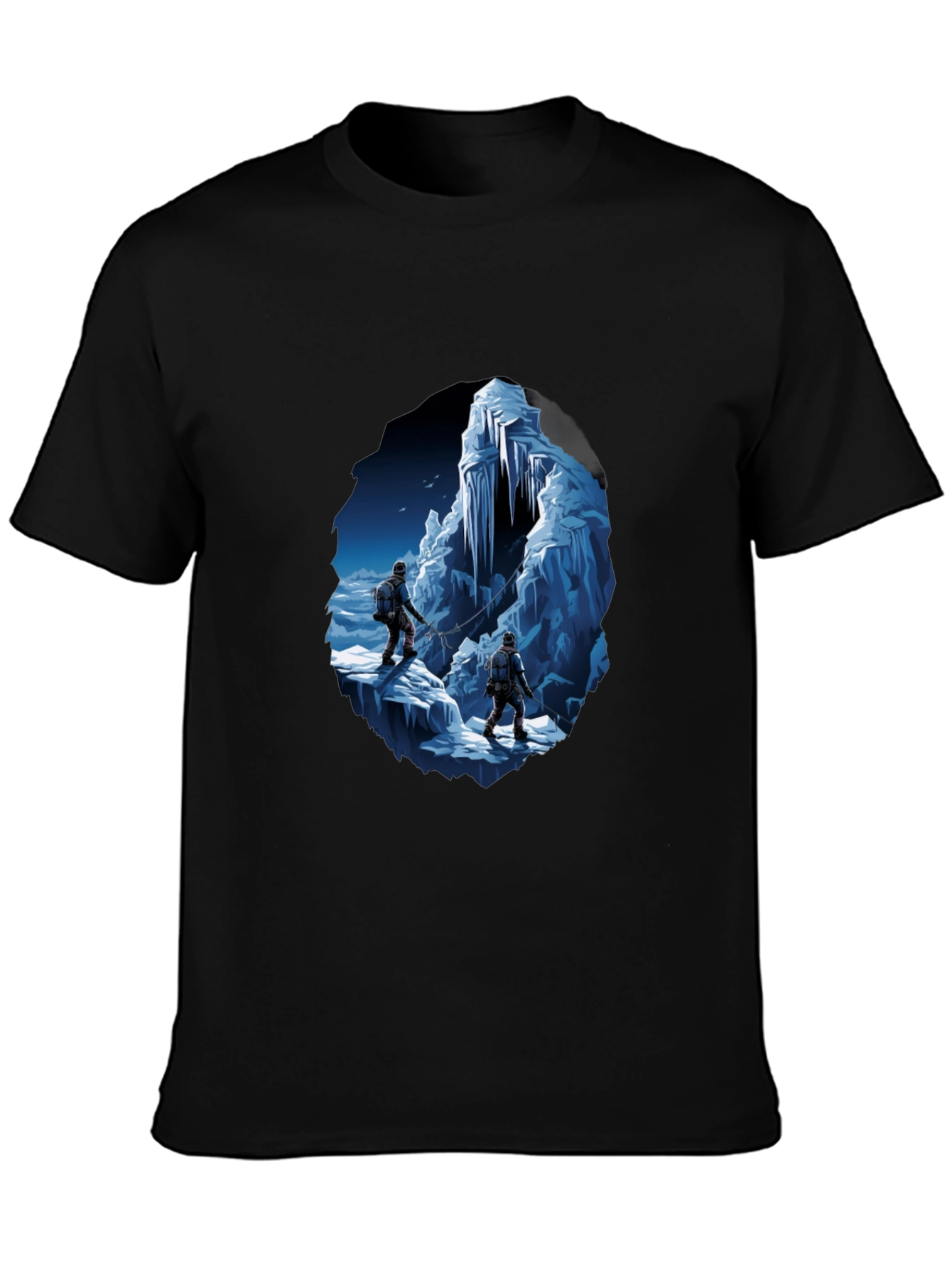 Ice Climbers Graphic Tee - Black Crew Neck T-Shirt