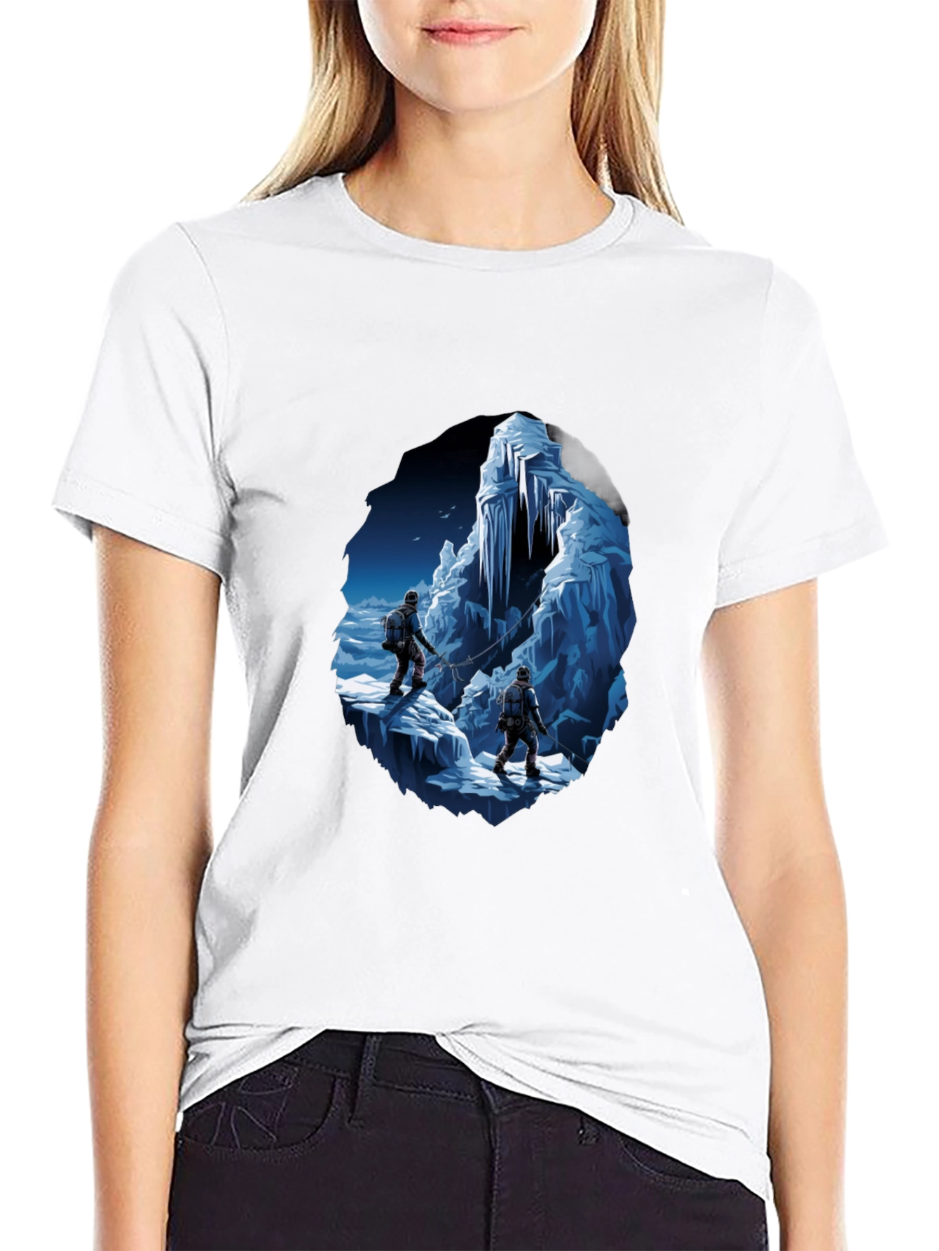 Ice Climbers Graphic Tee - Black Crew Neck T-Shirt