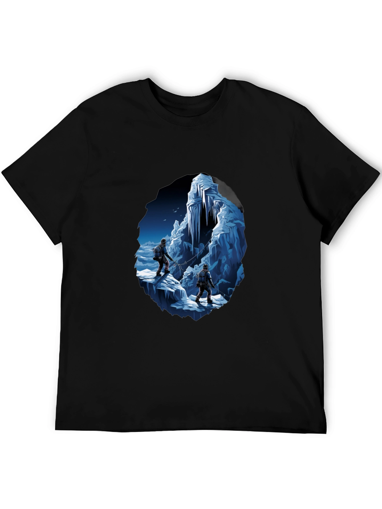 Ice Climbers Graphic Tee - Black Crew Neck T-Shirt
