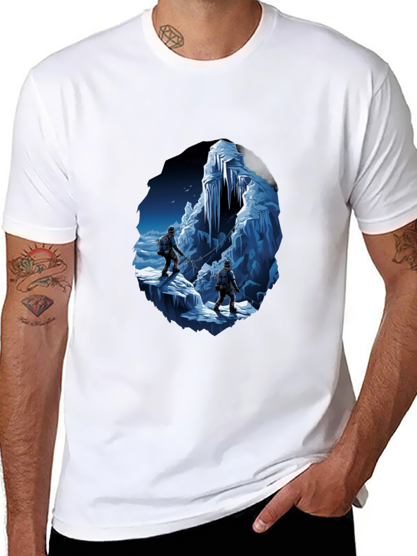Ice Climbers Graphic Tee - Black Crew Neck T-Shirt