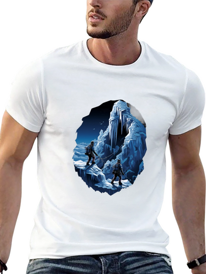 Ice Climbers Graphic Tee - Black Crew Neck T-Shirt