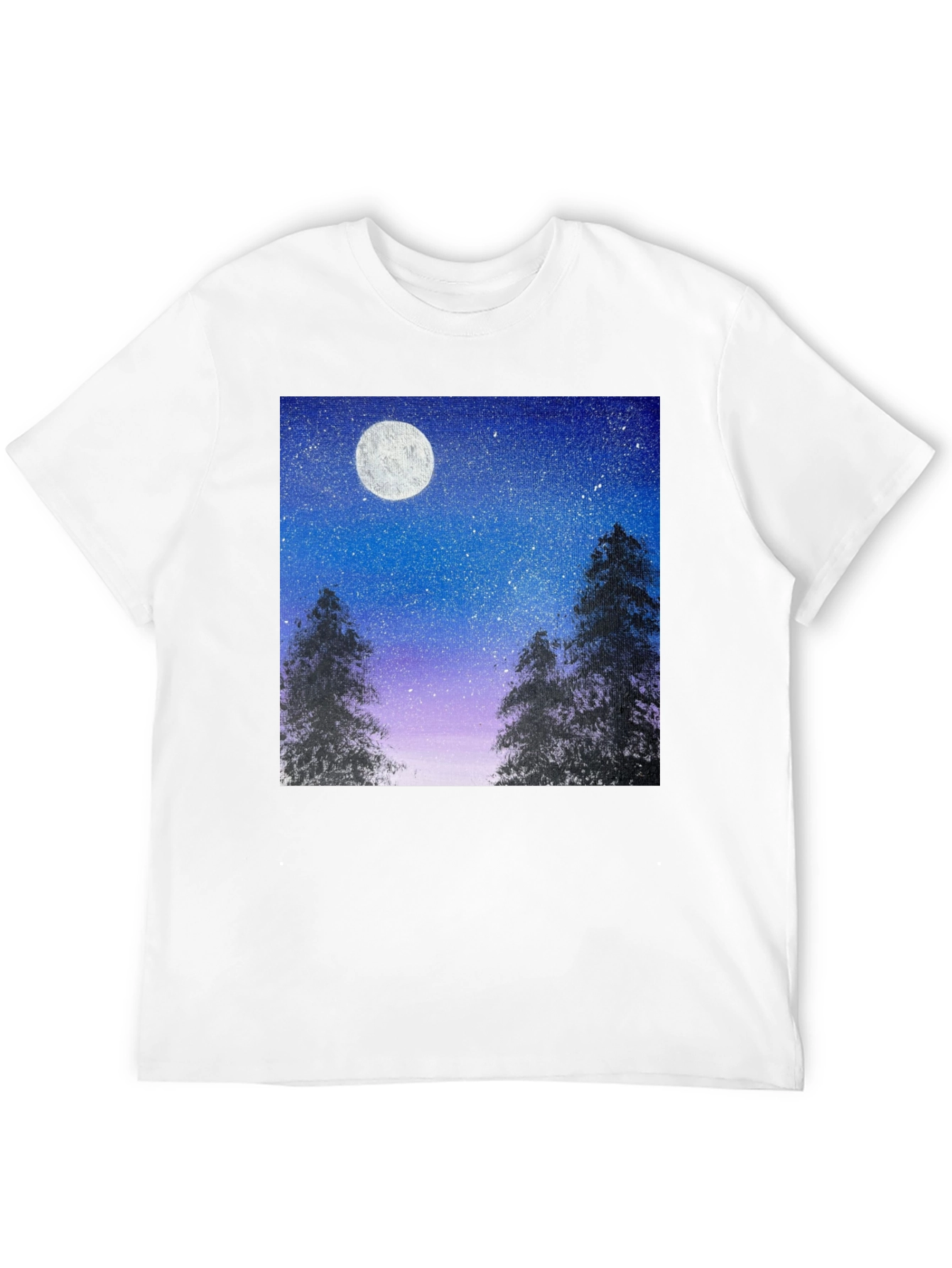 Night Sky Moon Print T-Shirt