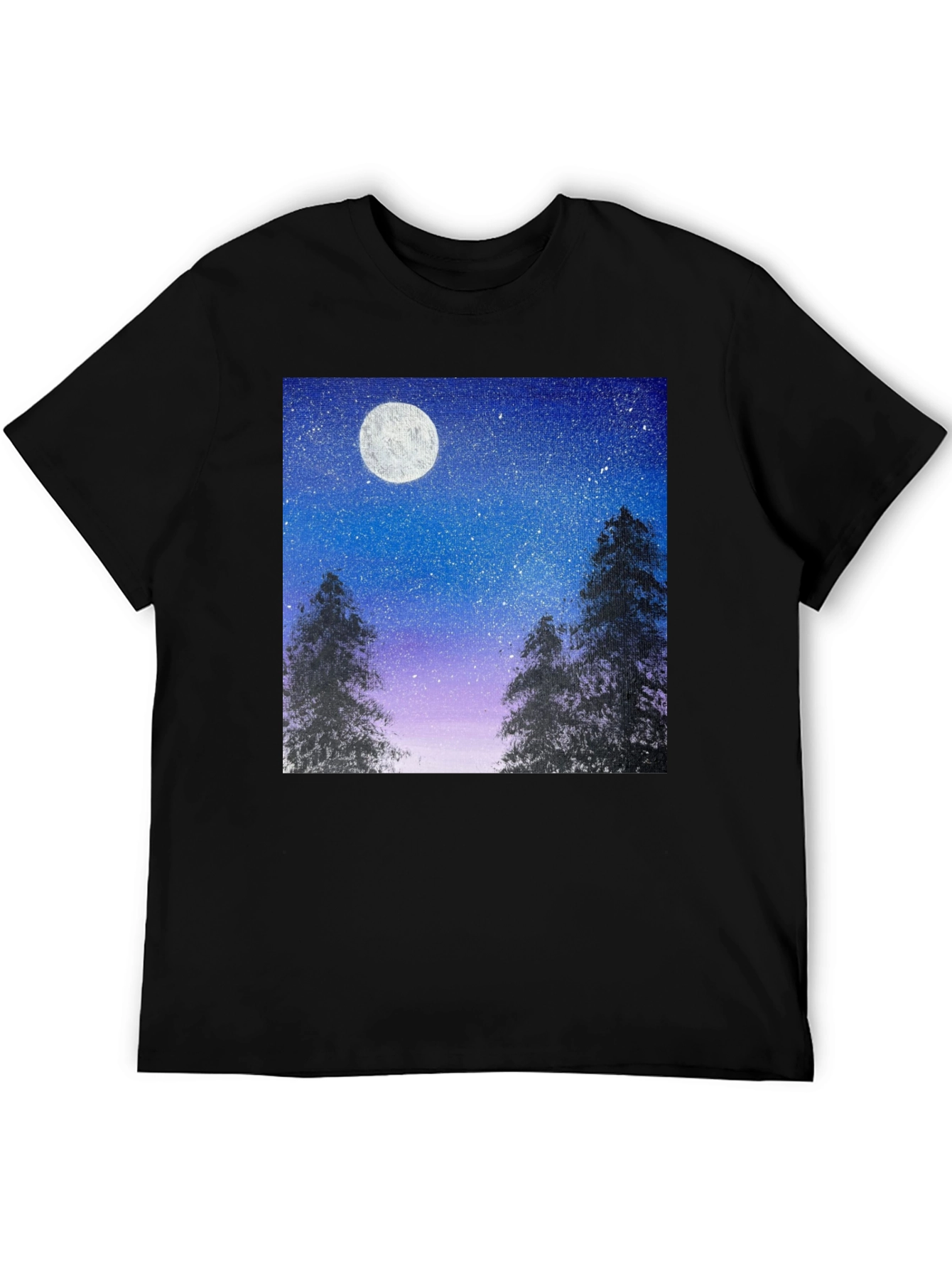 Night Sky Moon Print T-Shirt