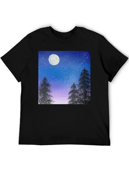 Night Sky Moon Print T-Shirt