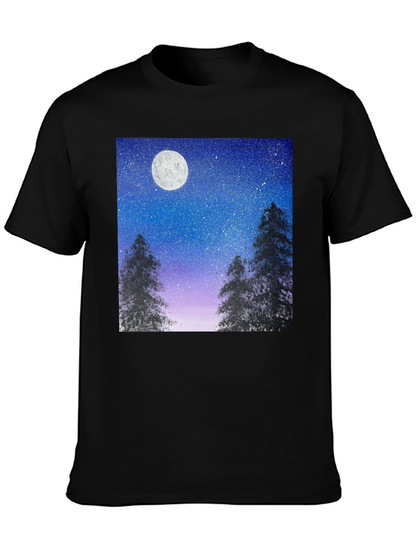 Night Sky Moon Print T-Shirt
