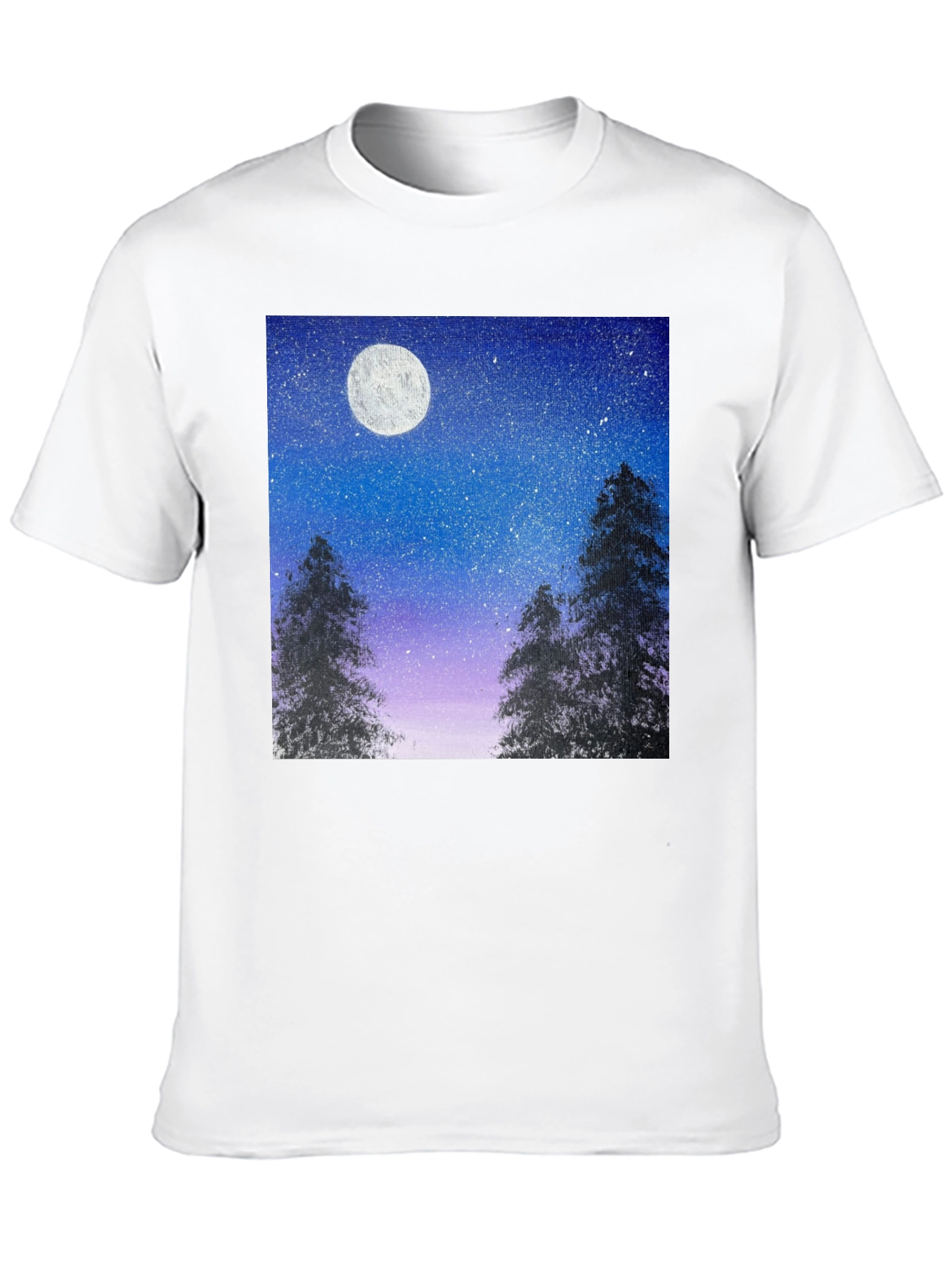 Night Sky Moon Print T-Shirt