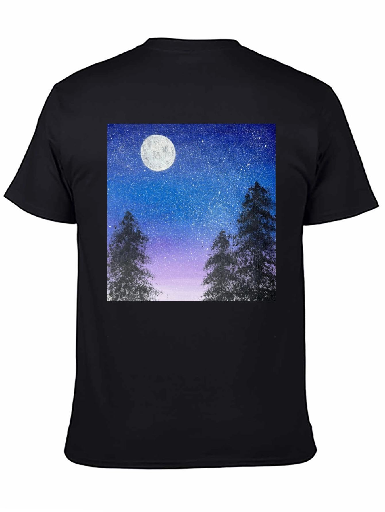 Night Sky Moon Print T-Shirt