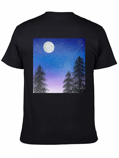 Night Sky Moon Print T-Shirt