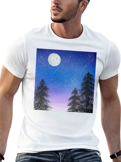 Night Sky Moon Print T-Shirt