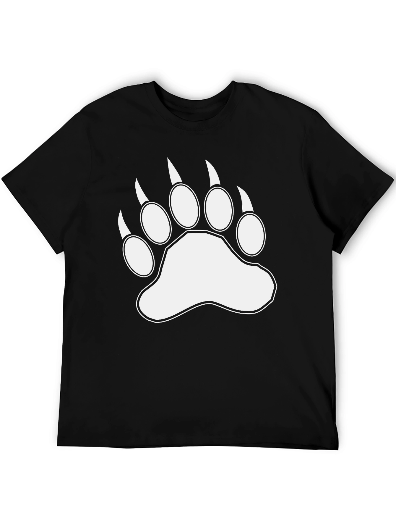 Bear Paw Print Graphic Black T-Shirt