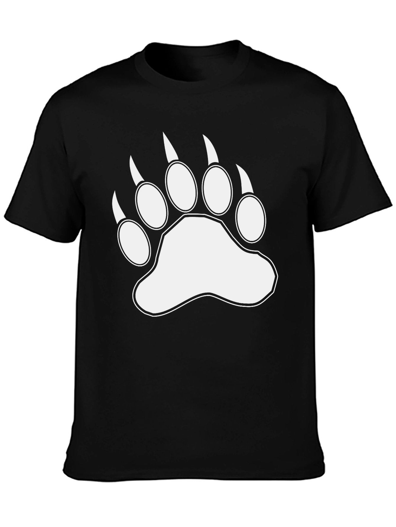 Bear Paw Print Graphic Black T-Shirt