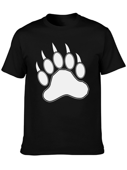 Bear Paw Print Graphic Black T-Shirt