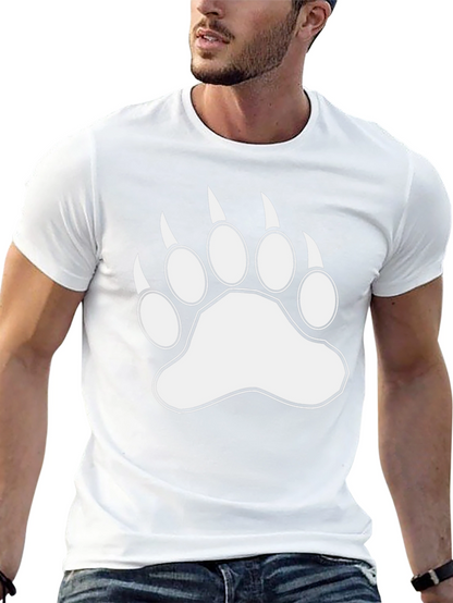 Bear Paw Print Graphic Black T-Shirt