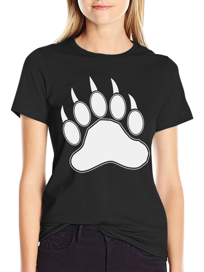 Bear Paw Print Graphic Black T-Shirt