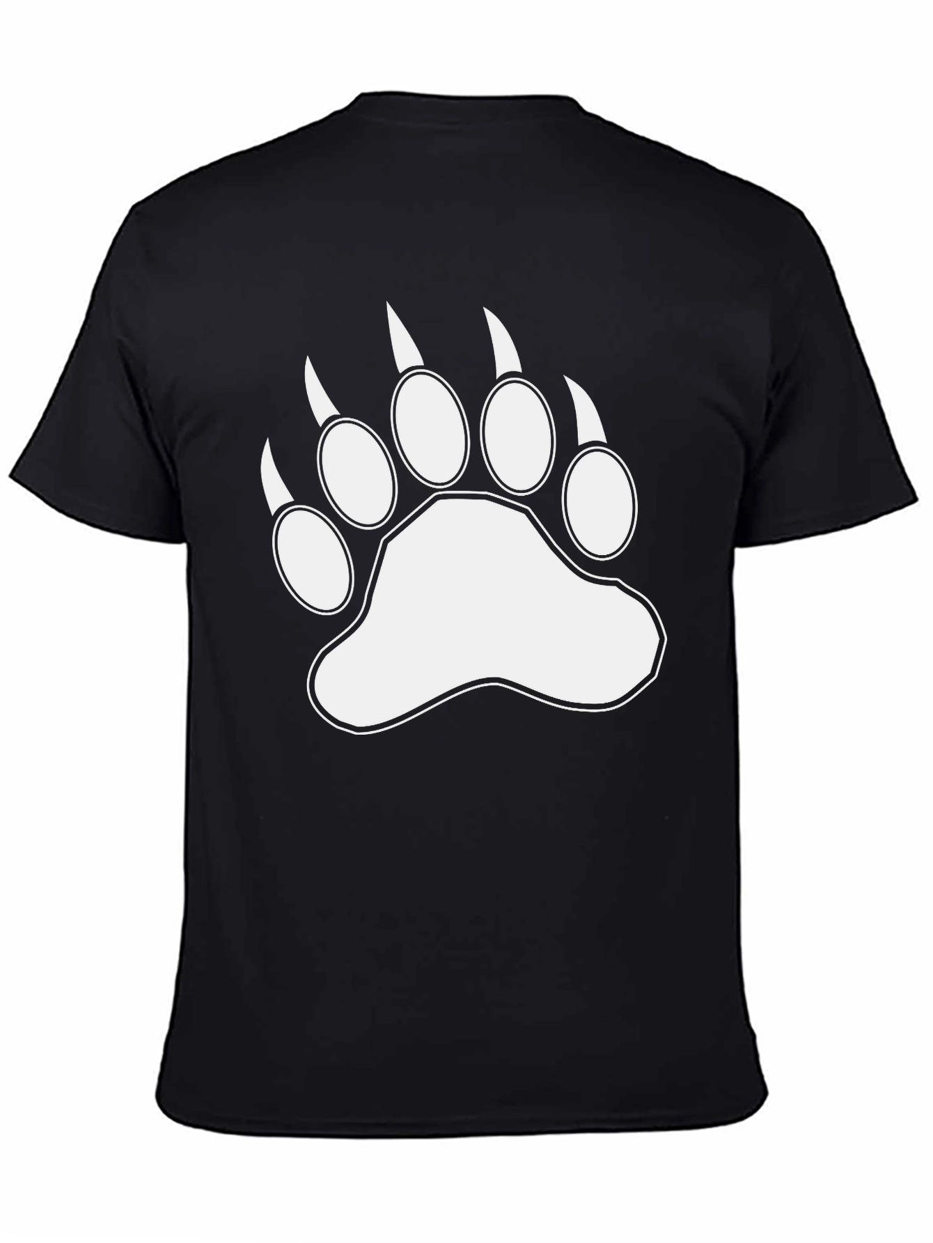 Bear Paw Print Graphic Black T-Shirt