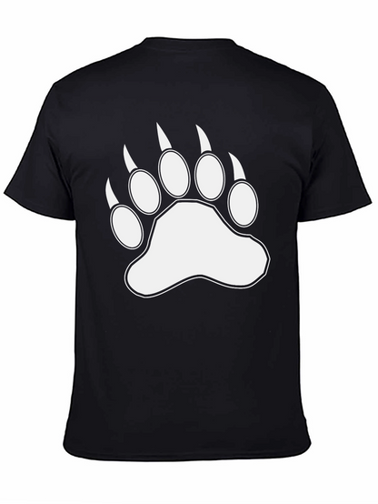 Bear Paw Print Graphic Black T-Shirt