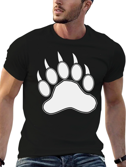 Bear Paw Print Graphic Black T-Shirt