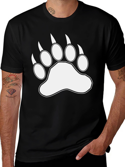 Bear Paw Print Graphic Black T-Shirt