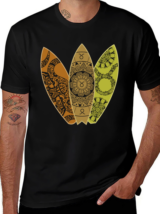 Taurus Zodiac Surfboard T-Shirt - Trendy Graphic Tee