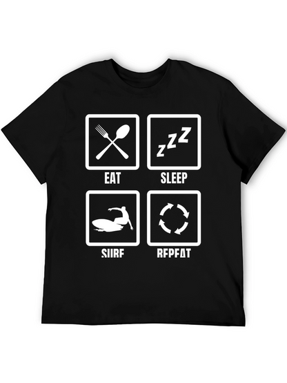 Eat Sleep Surf Repeat T-Shirt - Black Graphic Tee