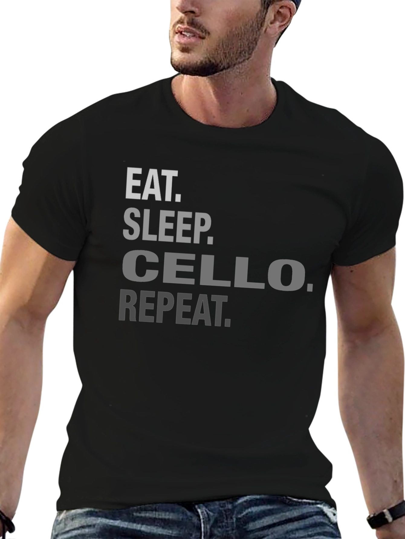 Eat Sleep Cello Repeat Black T-Shirt