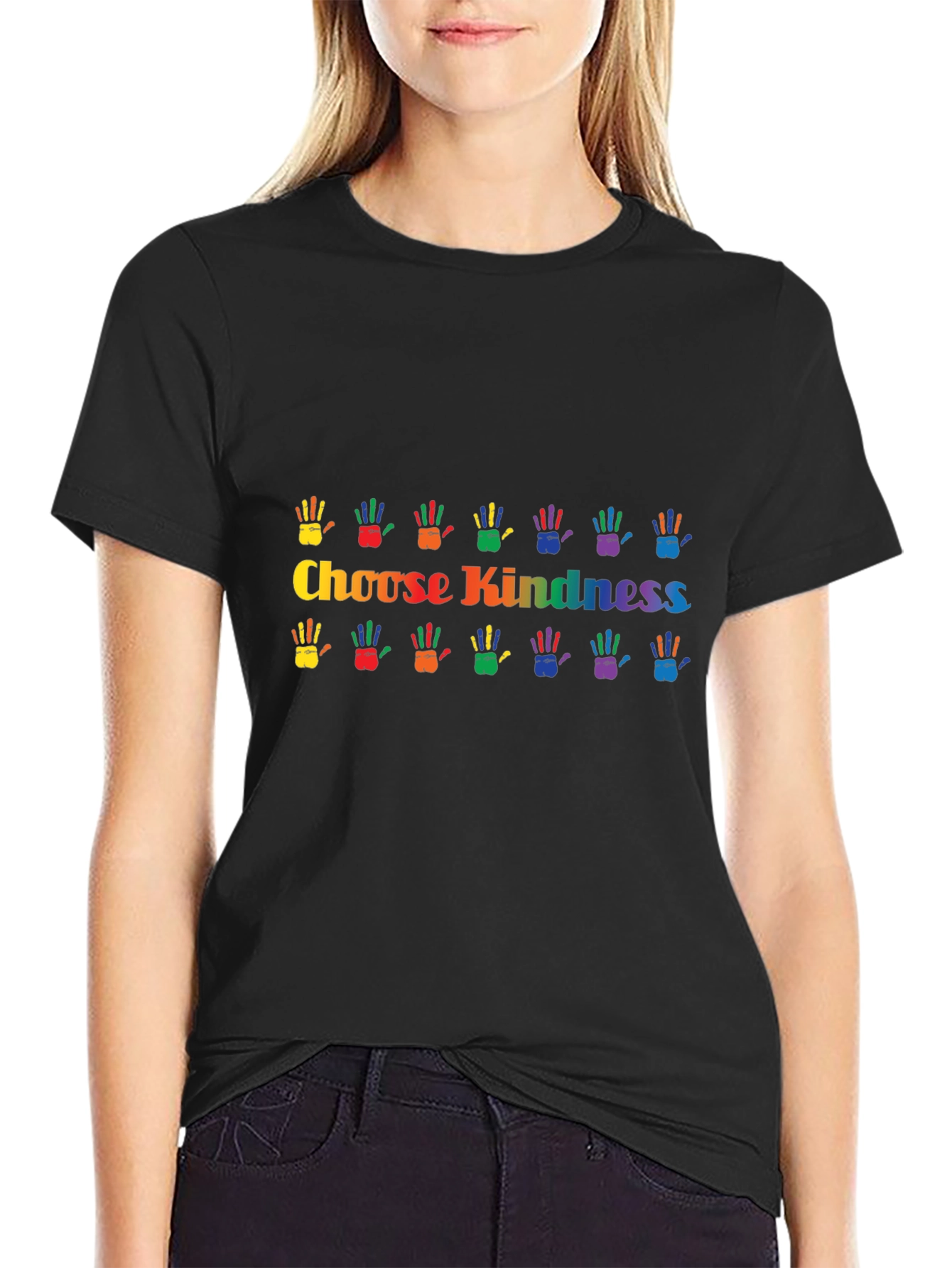 Choose Kindness Rainbow Handprint Graphic Tee