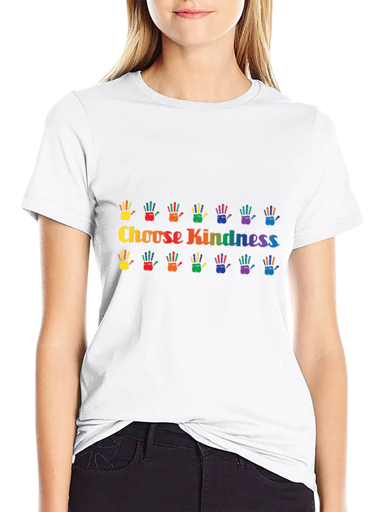Choose Kindness Rainbow Handprint Graphic Tee